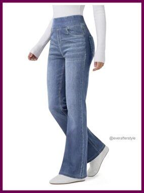 High Waisted Boot Cut Flare Jeans for Women Stretchy Pull On Casual Denim Pants